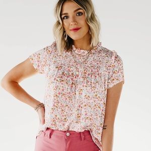 NWT - Mod Boutique - Made in the USA  Shaun Smocked Floral Top
